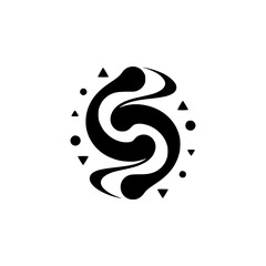 Fototapeta premium Abstract Black and White Logo Element, Fluid Shapes & Geometric Accent