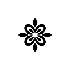 Fototapeta premium Floral Flourish Logo Design: Minimalist Black Emblem on White