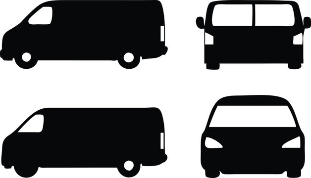 Van Silhouette Icon Collection, Transportation, Vehicle on Transparent Background