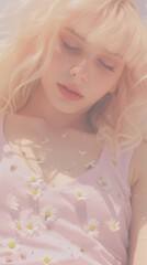 Daisy aesthetic glitter portrait flower photo.