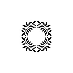 Elegant Black Floral Wreath on White Background - Minimalist Design
