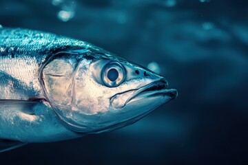 Close up view of a silver colored fish underwater