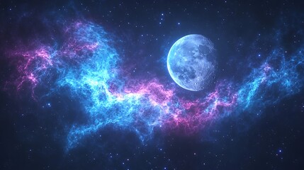 Fototapeta premium A serene lunar landscape situated in deep interstellar space