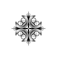 Intricate Black Floral Ornament on White, Vector Design