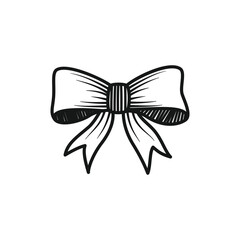 Decorative Bow Ribbon Design and Gift Element Hand Drawn Illustration