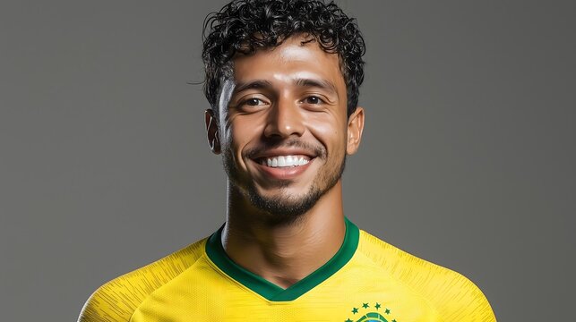 Smiling Brazilian football player portrait