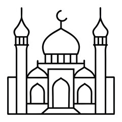 Elegant Line Art of a Mosque Symbolizing Architecture and Spirituality