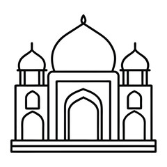 Elegant Line Art of a Mosque Symbolizing Architecture and Spirituality