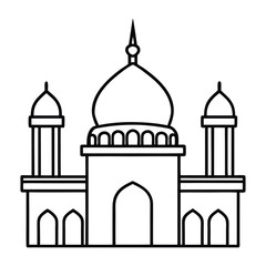 Elegant Line Art of a Mosque Symbolizing Architecture and Spirituality