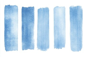 Abstract Watercolor Blue Stripes, Five vertical blue watercolor stripes on white background
