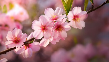 Fototapeta premium delicate pink almond flowers blooming on a spring day