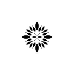 Obraz premium Minimalist Black Leafy Floral Ornament on White Background