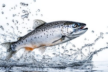 Fototapeta premium A fish jumping out of water creating a splash with movement