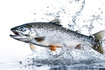 Obraz premium A healthy fish leaping out of the clear and refreshing water