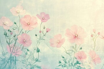 Mini flowers illustration blossoms pastel.