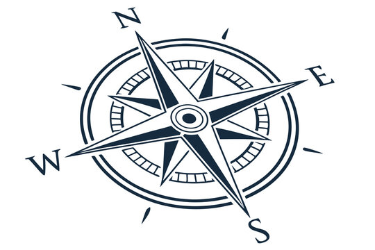 Vector compass rose icon, a symbol of nautical direction and old world travel