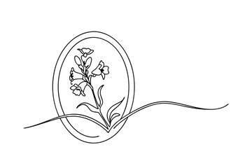 Elegant Floral Online Art Minimalist Flower Design with Oval Frame