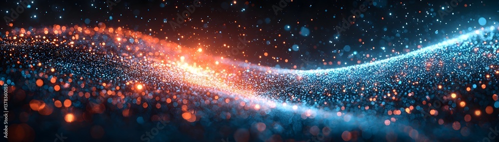 Poster glowing spiral of quantum algorithm data