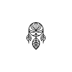 Naklejka premium Minimalist Dreamcatcher Logo: Line Art, Boho Chic Design