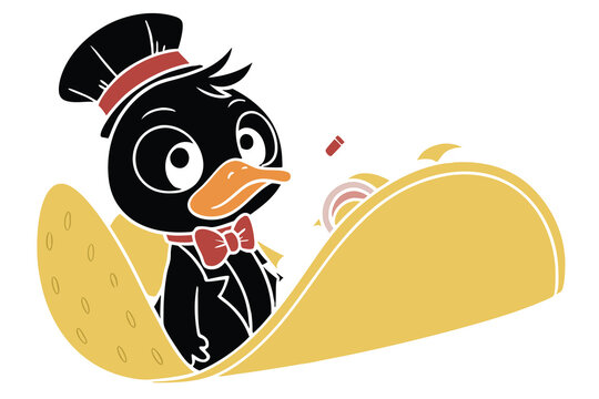 cartoon duck chef in taco, cooking clip art preview