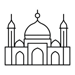 Elegant Line Art of a Mosque Symbolizing Architecture and Spirituality