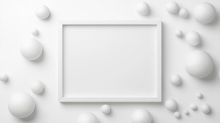 Artistic display of white circular objects modern studio digital artwork minimalistic environment aerial view contemporary design