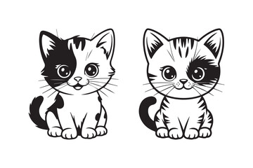 cute cat Black and White Vector