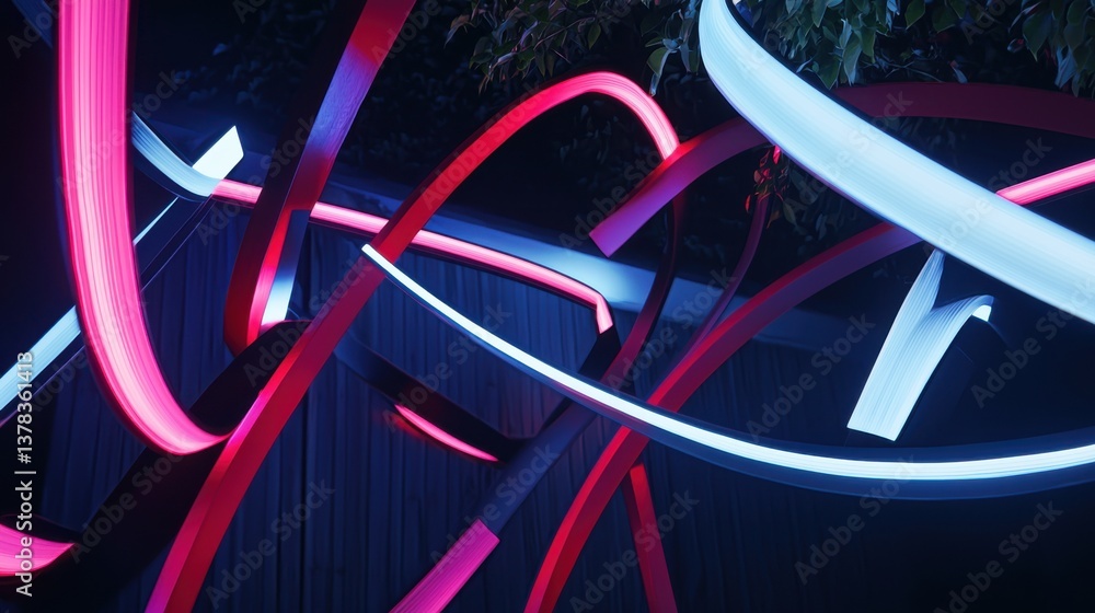 Poster abstract neon light trails create a dynamic and energetic vibrant visual experience with intertwinin