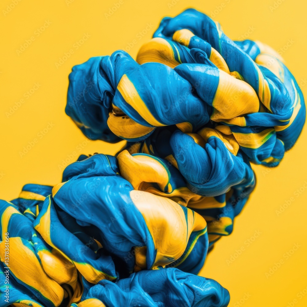 Poster mesmerizing abstract swirling patterns of vibrant blue and gold ink create a captivating visual mast