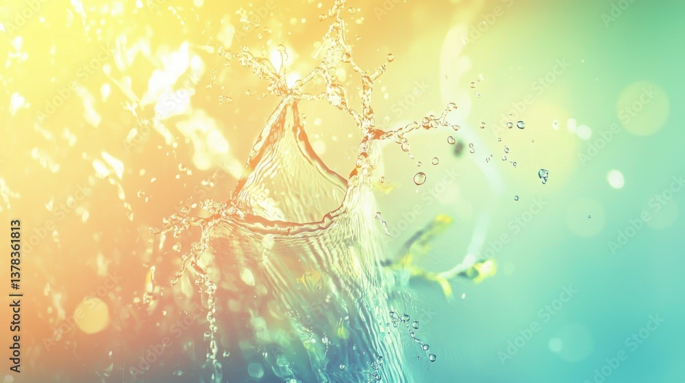 Poster a vibrant abstract image showcases a dynamic water splash against a colorful background creating a v