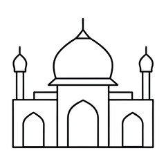 Elegant Line Art of a Mosque Symbolizing Architecture and Spirituality