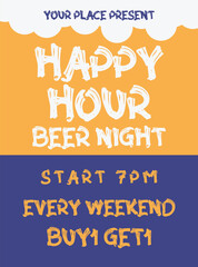 happy hour beer night  party poster flyer or social media post design