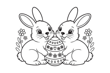Easter bunny Black and White Vector
