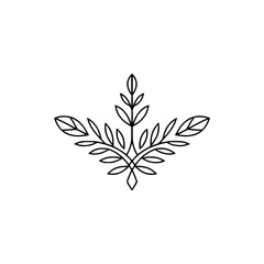 Elegant Line Art Floral Design Element, Minimalist Leaf Motif