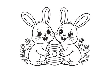 Easter bunny Black and White Vector