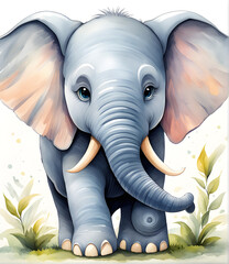elephant cartoon isolated on white, elephant cartoon illustration, funny elephant cartoon