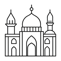 Elegant Line Art of a Mosque Symbolizing Architecture and Spirituality