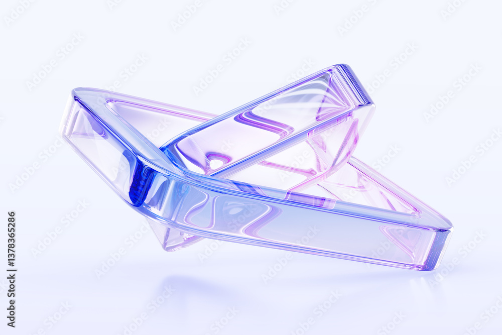 Aufkleber 3d crystal glass square frame shapes with holographic light effect in motion. abstract iridescent tr