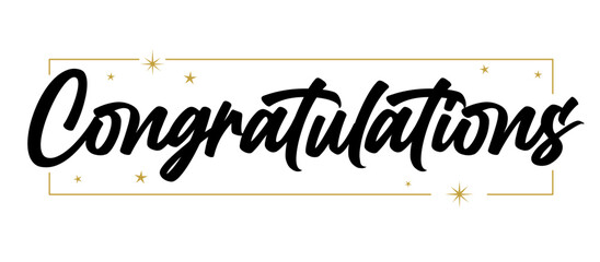 Congratulations handwritten text, vector congrats typographic sign.
