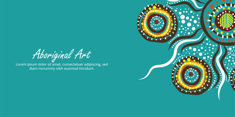 Banner design in vector form that reflects the stunning beauty of Aboriginal dot artwork