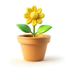 Cute potted flower 3d icon illustration