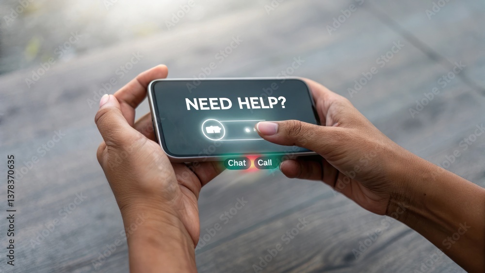 Poster a person holding a smartphone with the words 