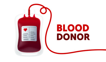 Donor blood bag, blood donation announcement cover. Vector illustration