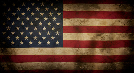 Distressed American Flag with Stars and Stripes in Red White and Blue
