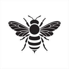 Cartoon bee flying near a flower on a white background