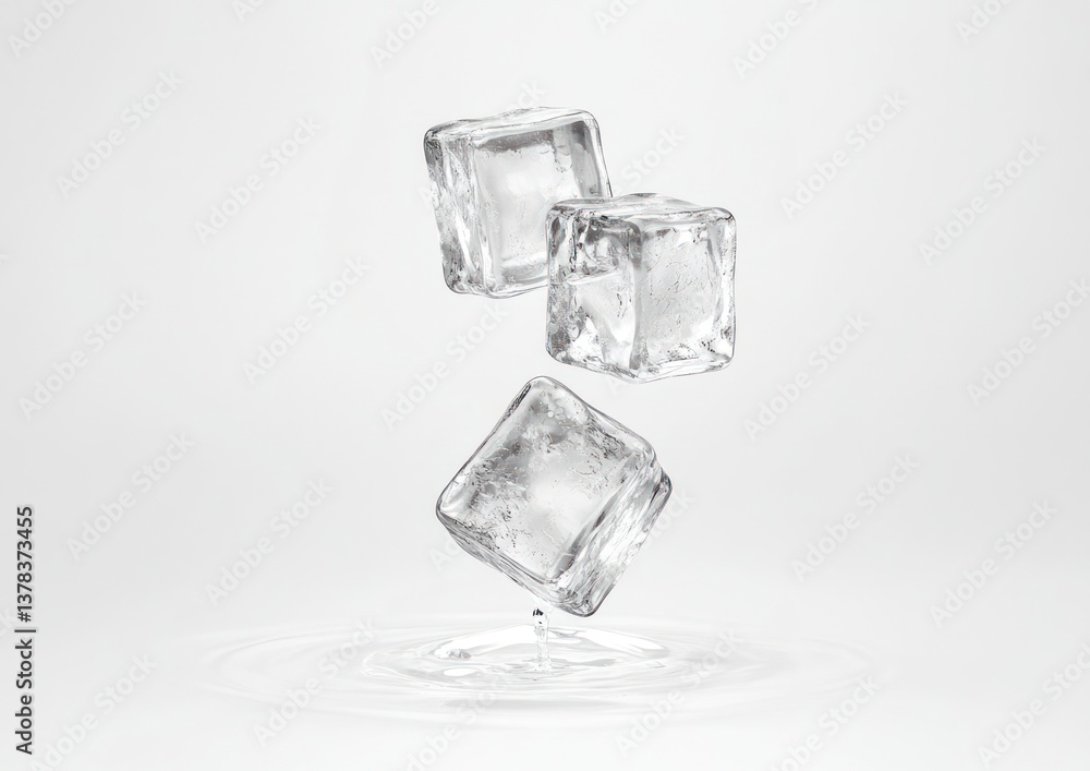 Poster four ice cubes background floating floating ice cubes.