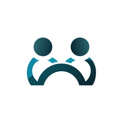 Two abstract figures of people connected, representing unity and teamwork