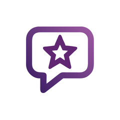 Obraz premium A star inside a speech bubble icon. A purple gradient design, perfect for social media or apps