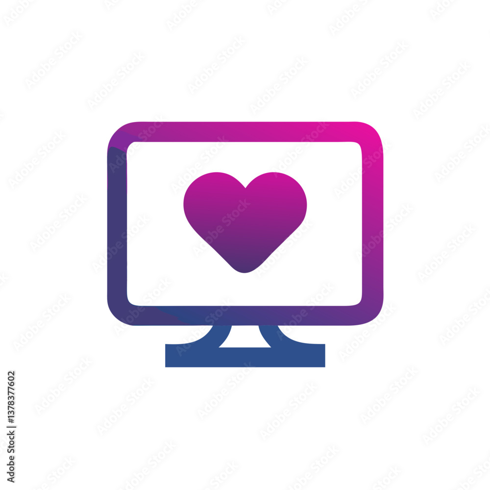 Aufkleber a computer screen with a vibrant heart graphic on its display