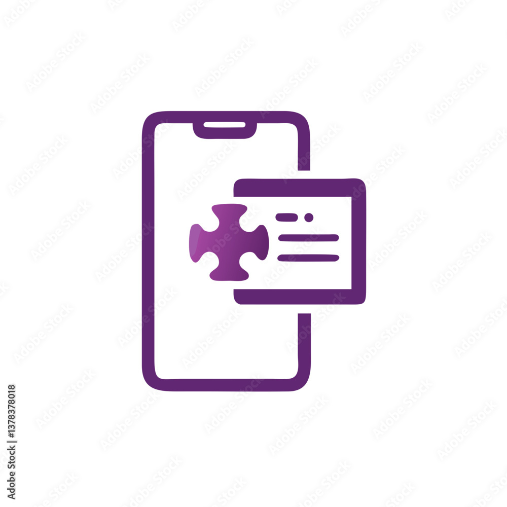 Poster a modern illustration showcasing the concept of mobile application with a jigsaw puzzle design eleme